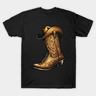 gold cowboy boot and hat T-Shirt